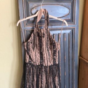 Black and Flesh-Toned Halter Dress